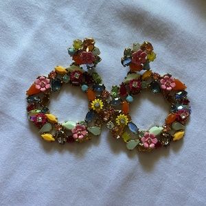 J. Crew colorful floral hoop earrings